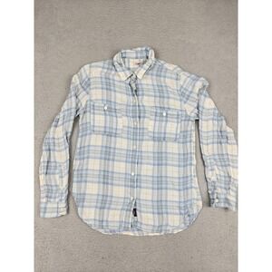 Faherty Light Blue and White Plaid Button-Down Shirt